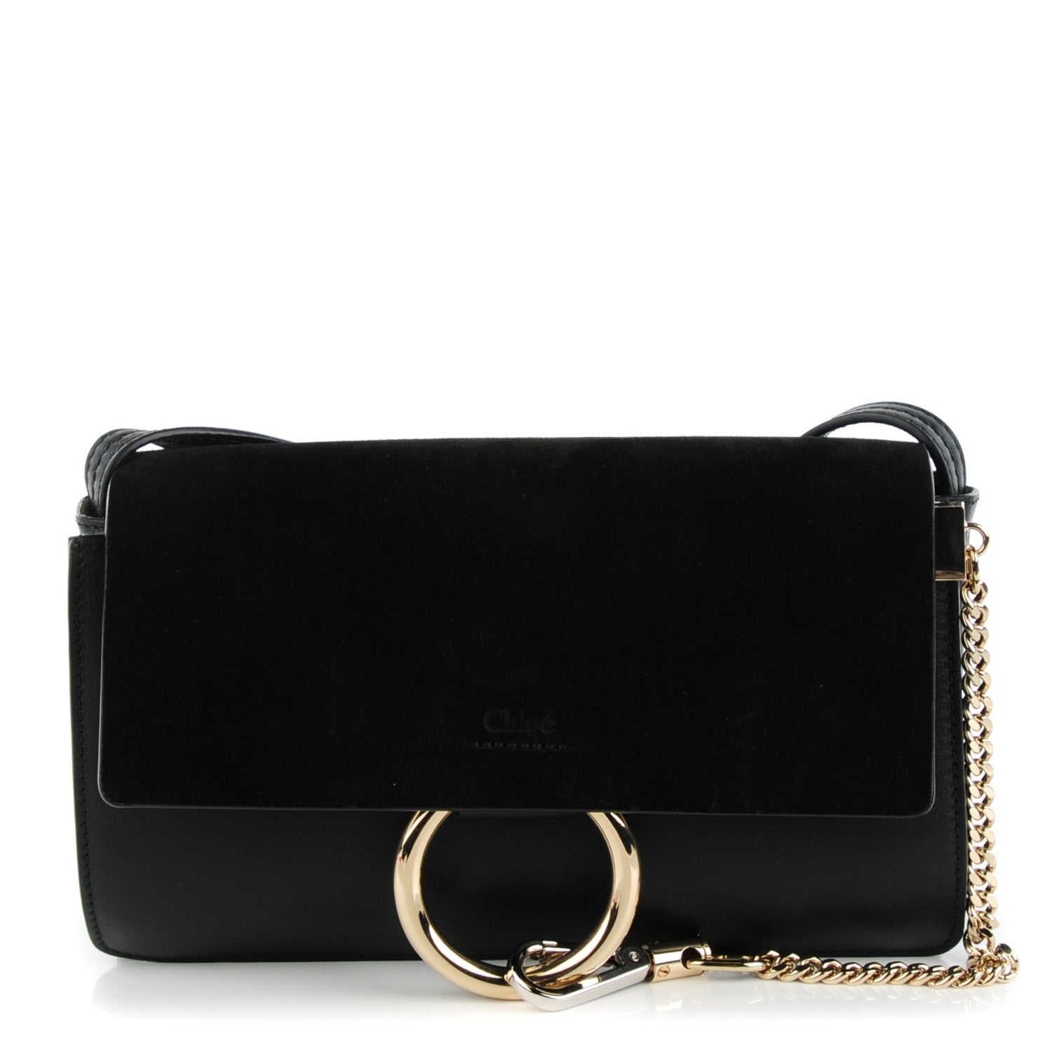 Chloe Suede Calfskin Small Faye Shoulder Bag Black 1 of 8