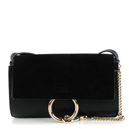 Chloe Suede Calfskin Small Faye Shoulder Bag Black 1 of 8
