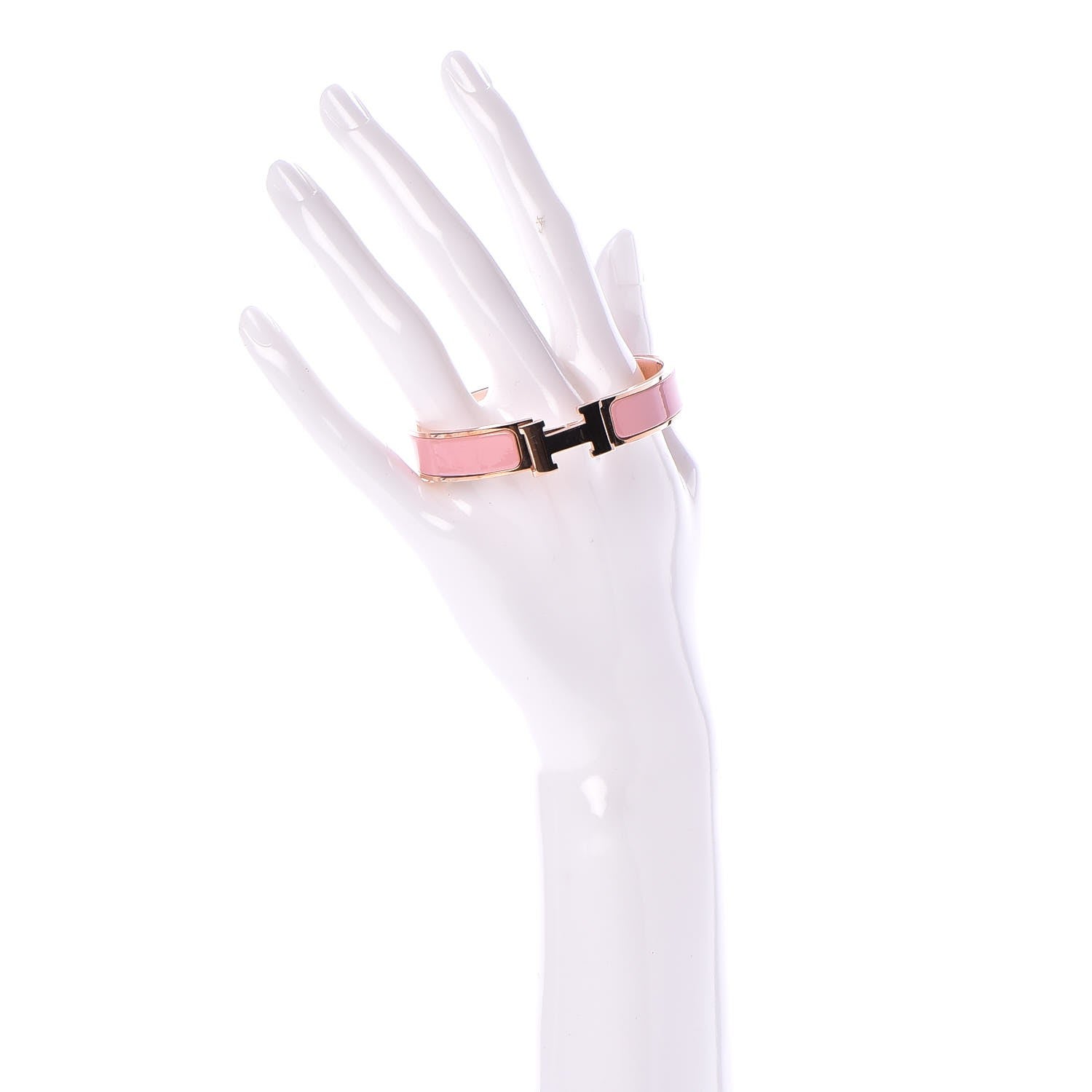 Hermes Enamel Narrow Clic Clac H Bracelet PM Rose Nacarat 2 of 6