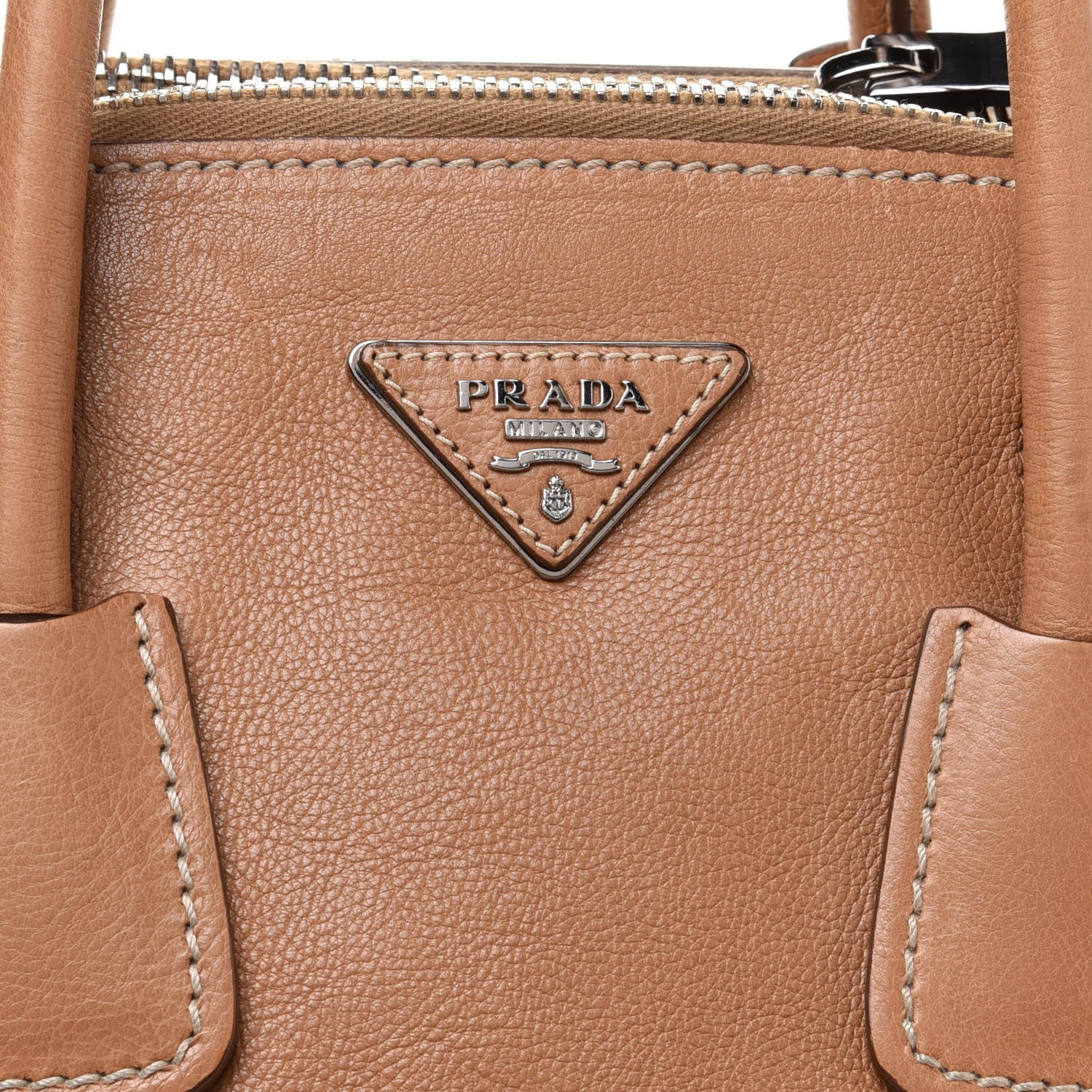 Prada Glace Calf Twin Pocket Fringe Tote Caramel 6 of 13