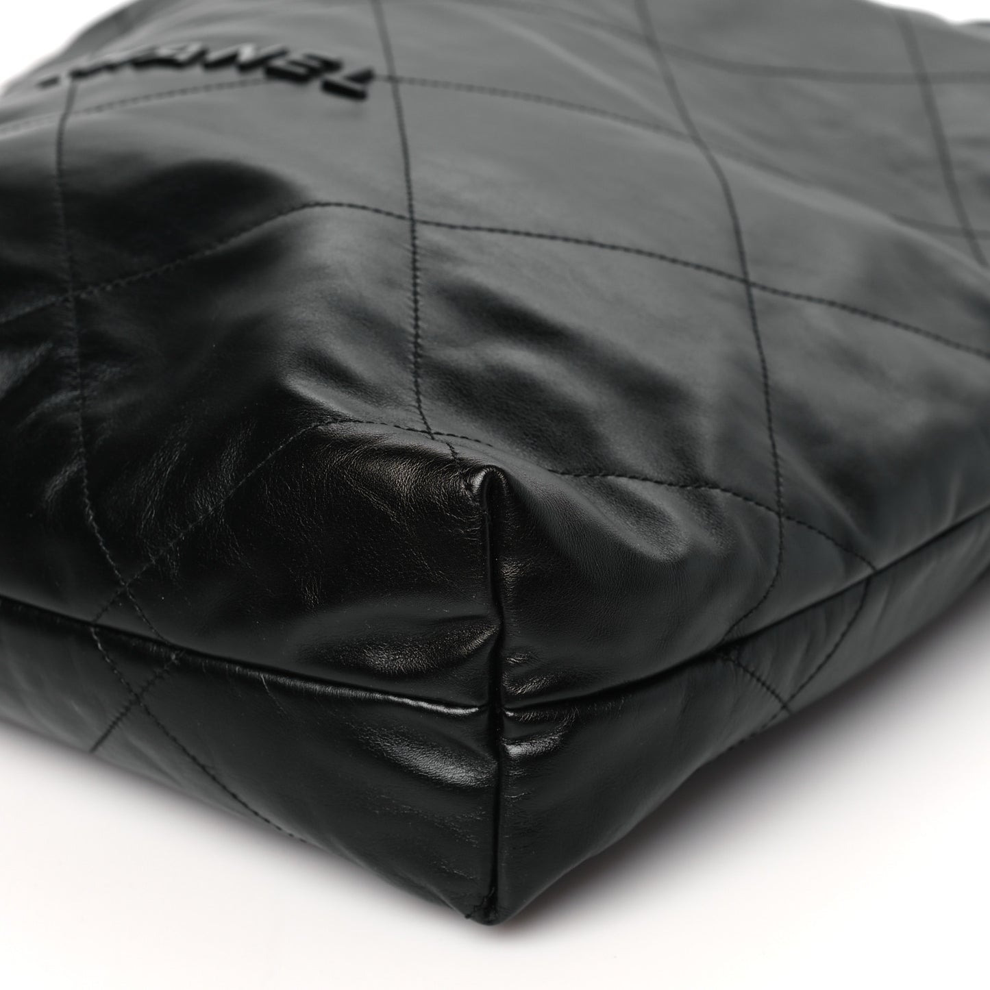 Shiny Calfskin Quilted Large Chanel 22 So Black