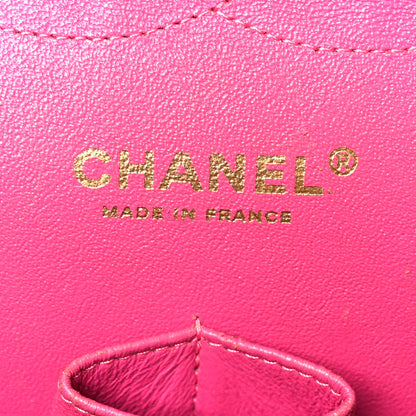 Chanel Lambskin Chevron Quilted Jumbo Double Flap Dark Pink 6 of 13