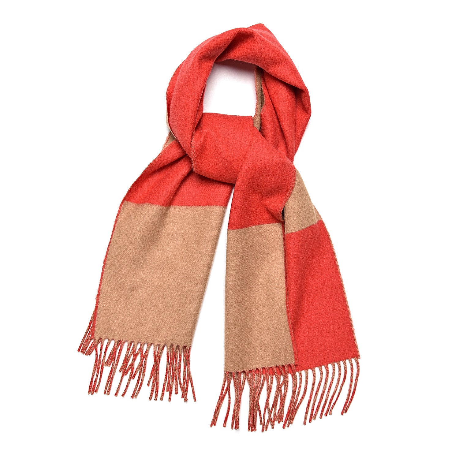 Hermes Cashmere Fringe Stole Camel Rouge Casaque 1 of 5