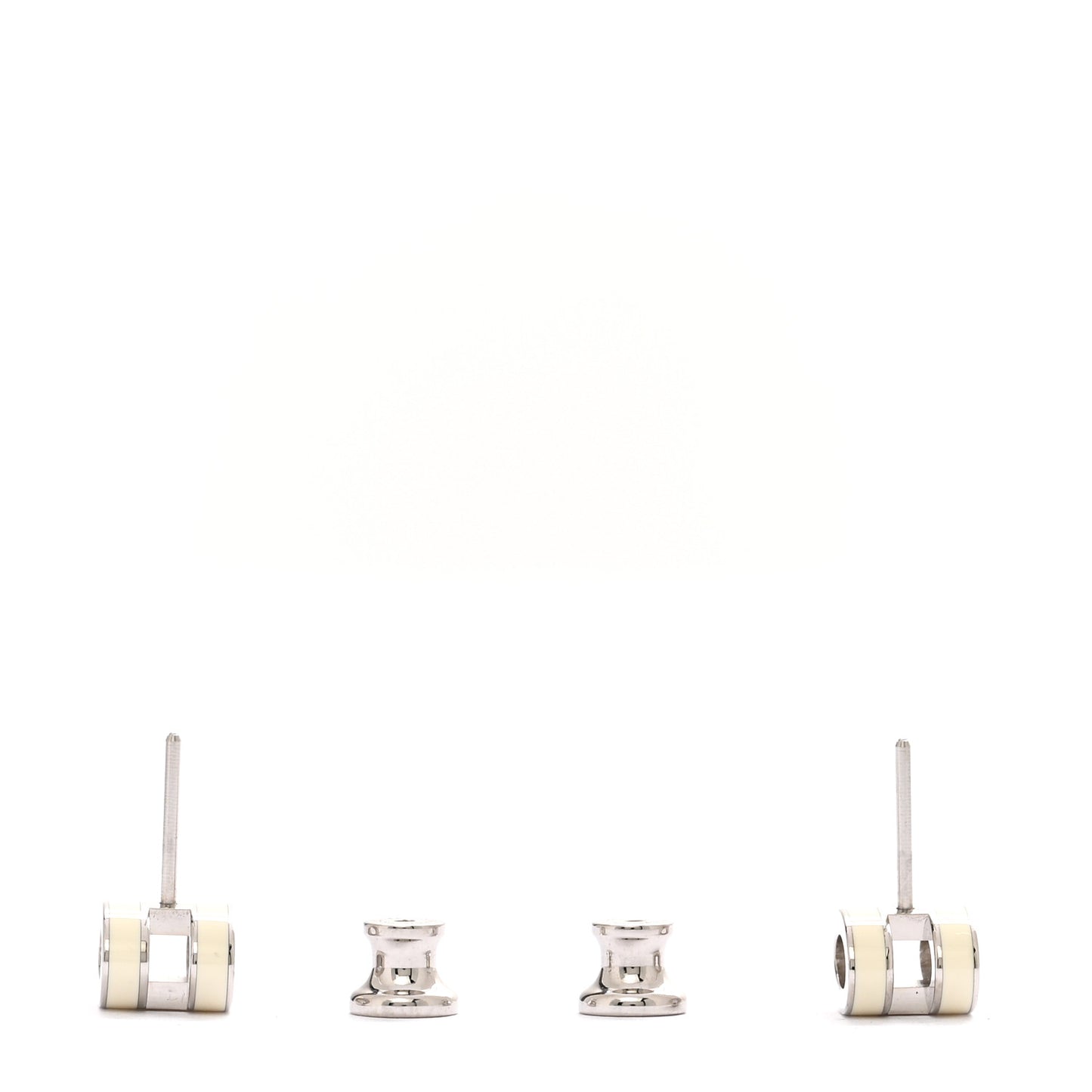 Palladium Lacquered Mini Pop H Earrings White