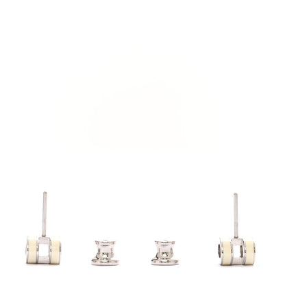 Hermes Palladium Lacquered Mini Pop H Earrings White 3 of 6