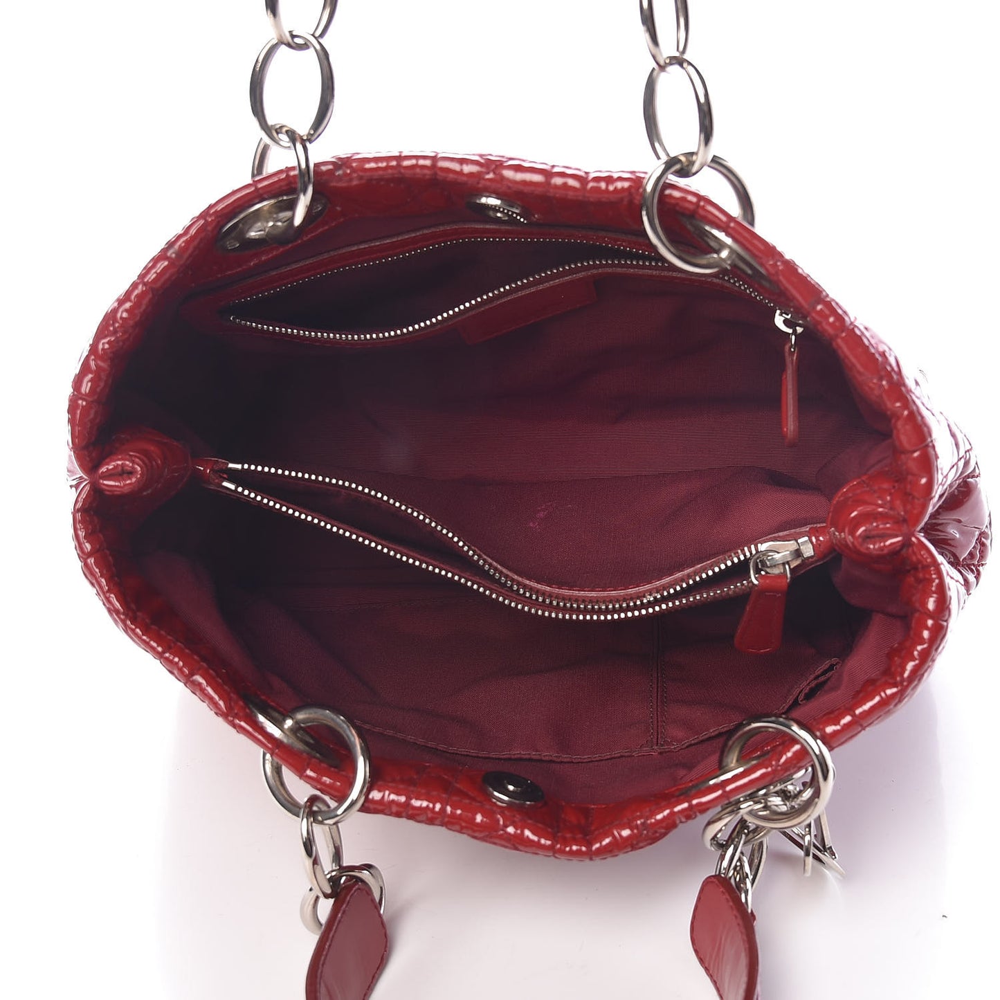 Patent Cannage Small Dior Soft Shopping Tote Red