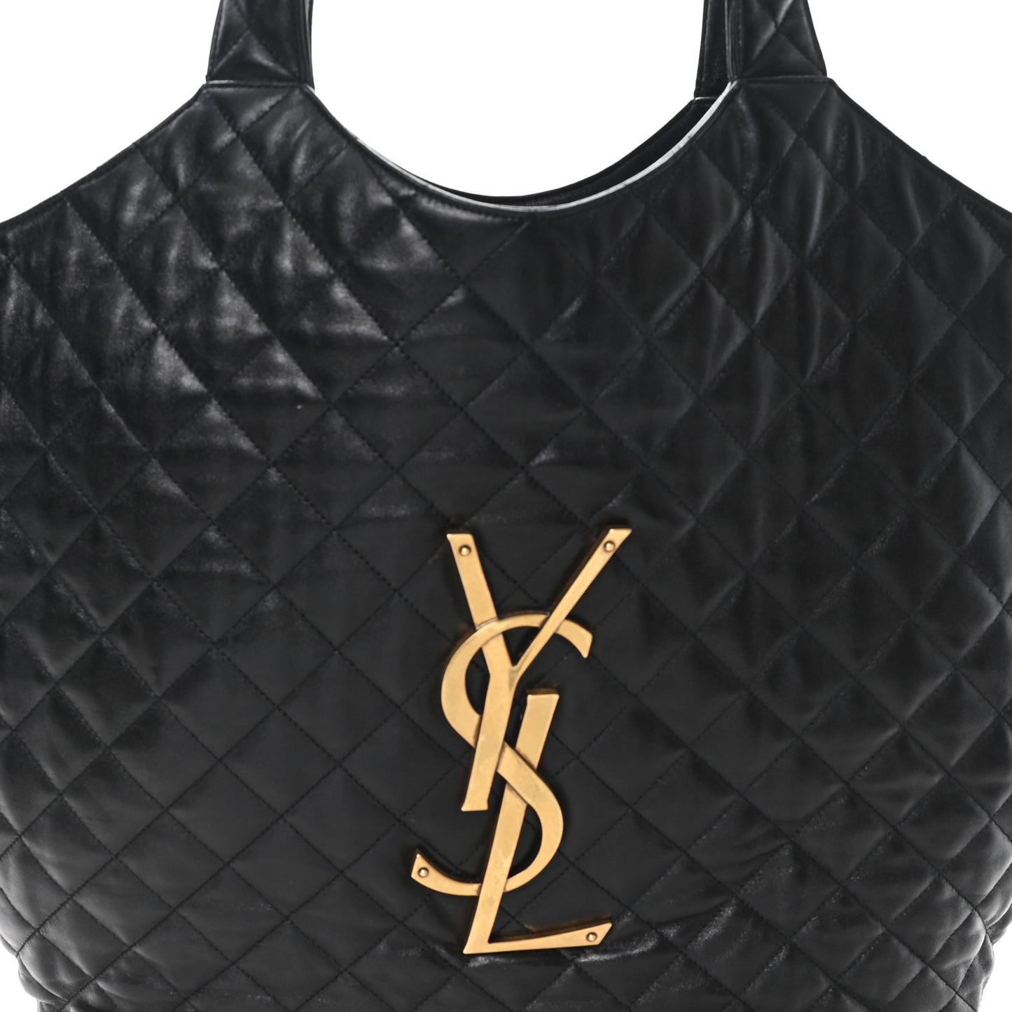 Lambskin Quilted Maxi Icare Shopping Tote Black
