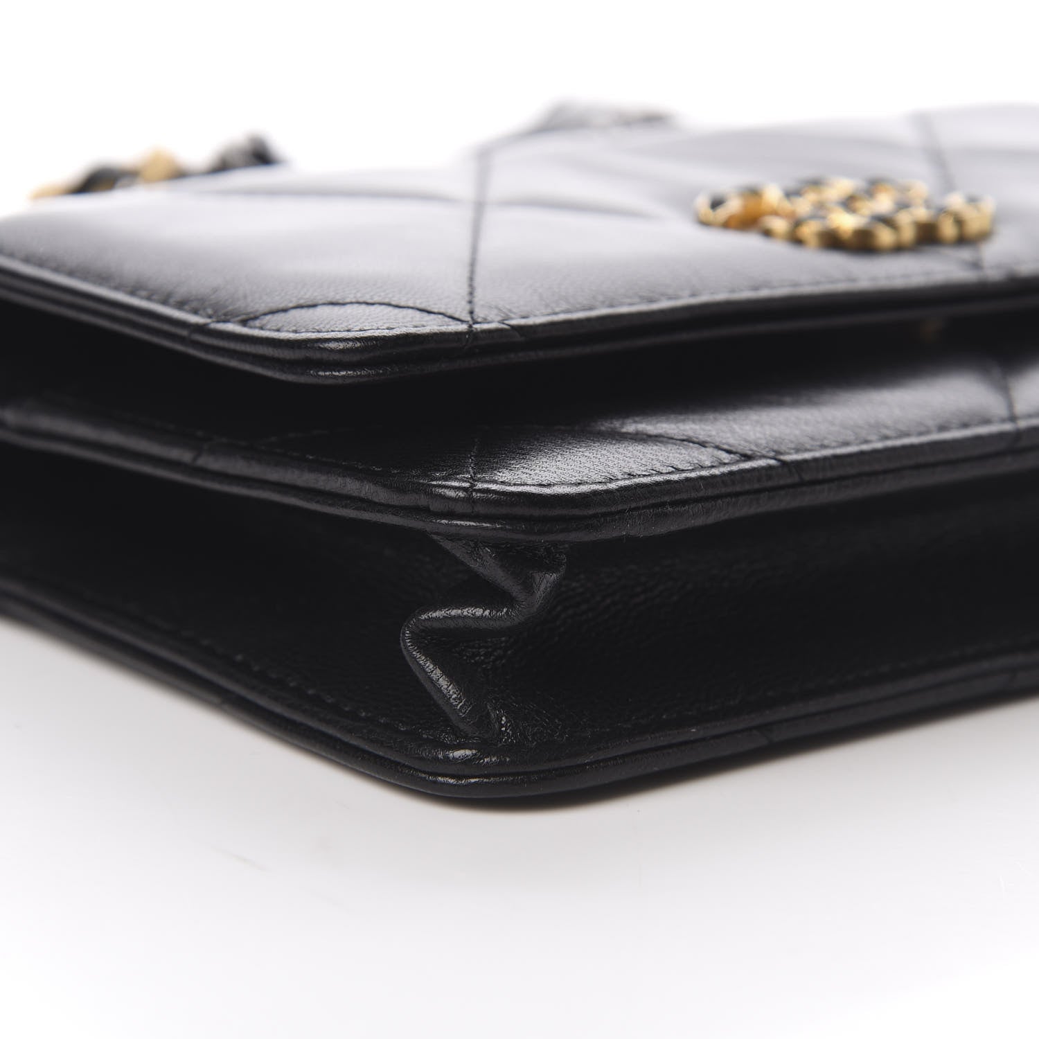 Chanel Shiny Goatskin Quilted 19 Wallet On Chain WOC Black 10 of 13