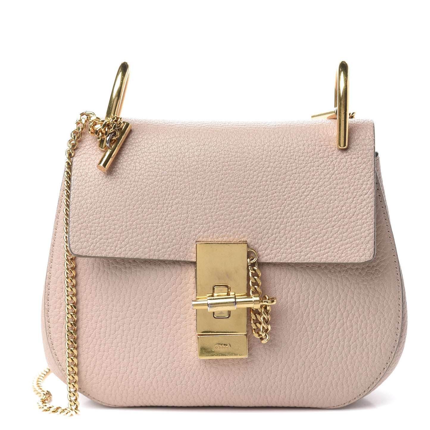 Grained Lambskin Mini Drew Shoulder Bag Cement Pink