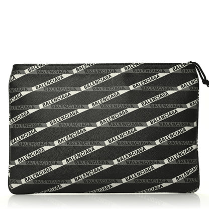 Balenciaga Coated Canvas Losange Monogram Zip Pouch Black Grey 1 of 8