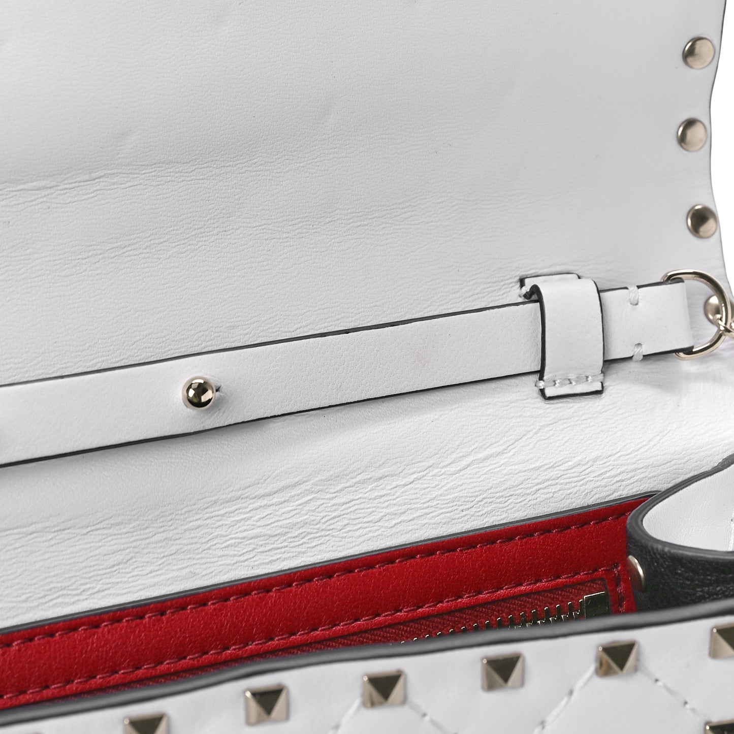 Nappa Rockstud Spike Wallet On Chain Optic White