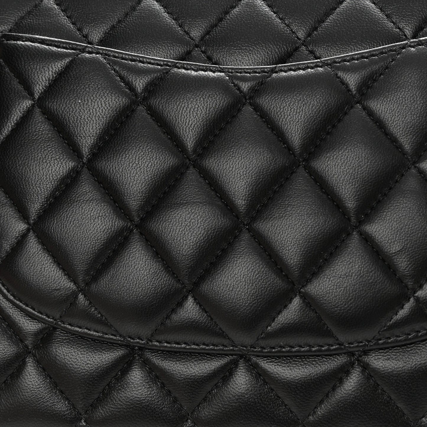 Lambskin Quilted Medium Double Flap Black