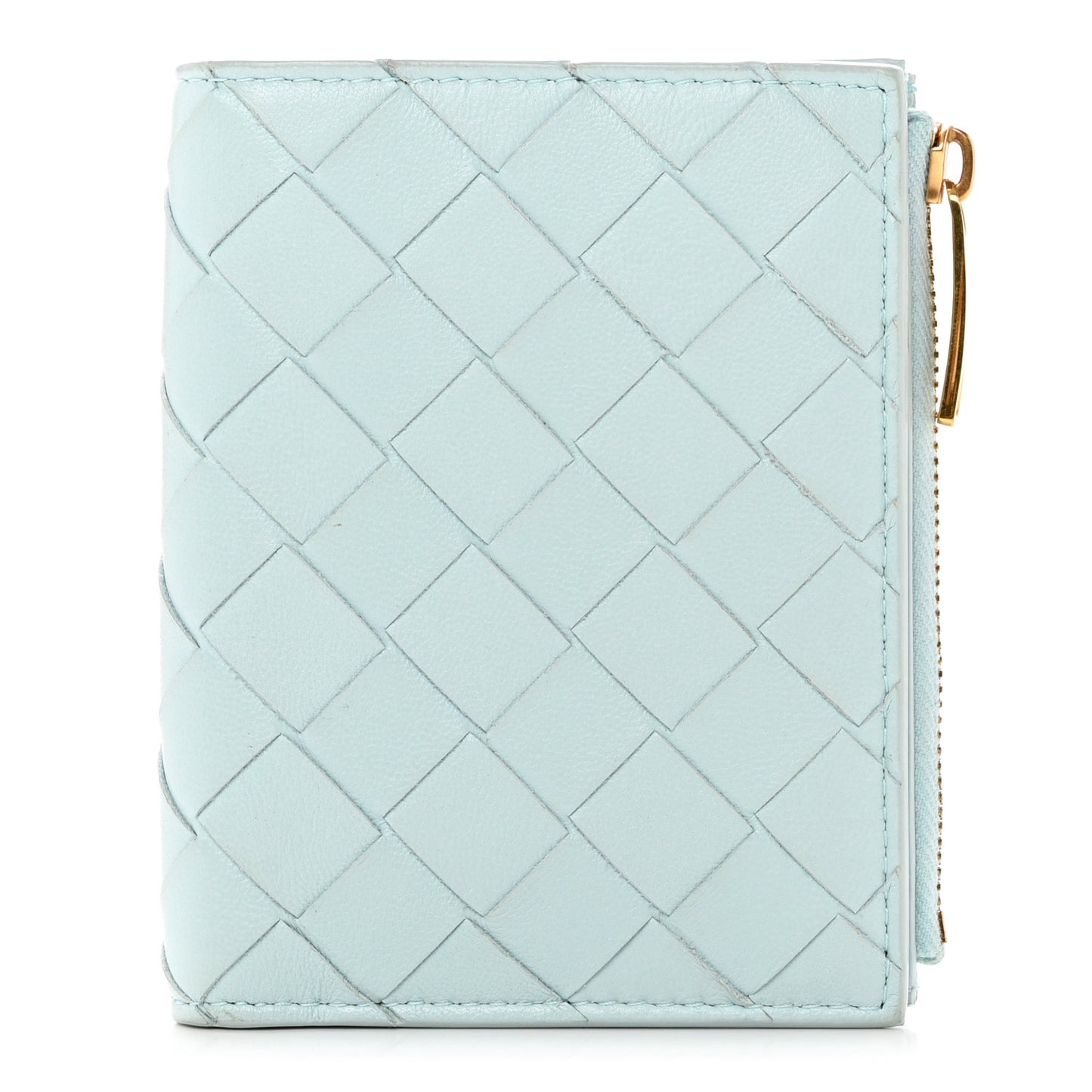Nappa Intrecciato Bifold Zip Wallet Teal Washed