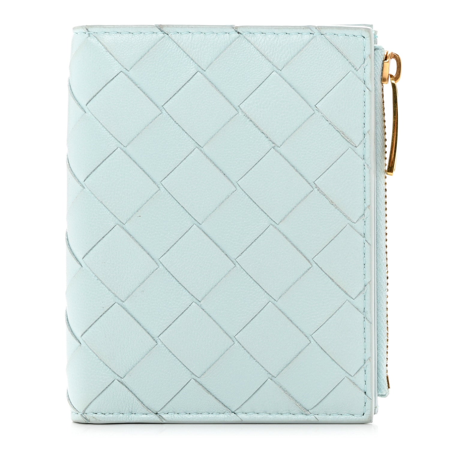 Bottega Veneta Nappa Intrecciato Bifold Zip Wallet Teal Washed 1 of 6