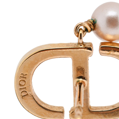 Christian Dior Pearl Crystal CD Drop Earrings Pink Gold 4 of 4