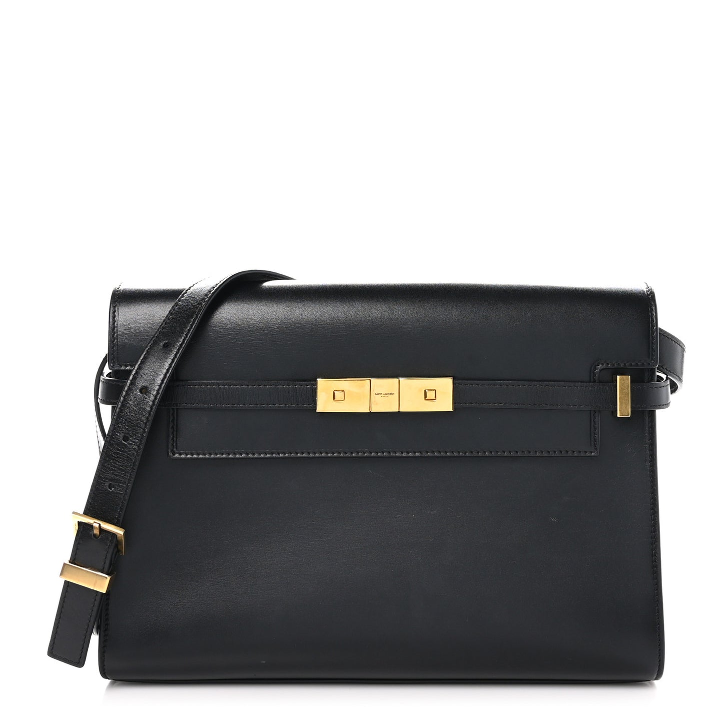 Smooth Calfskin Manhattan Shoulder Bag Black