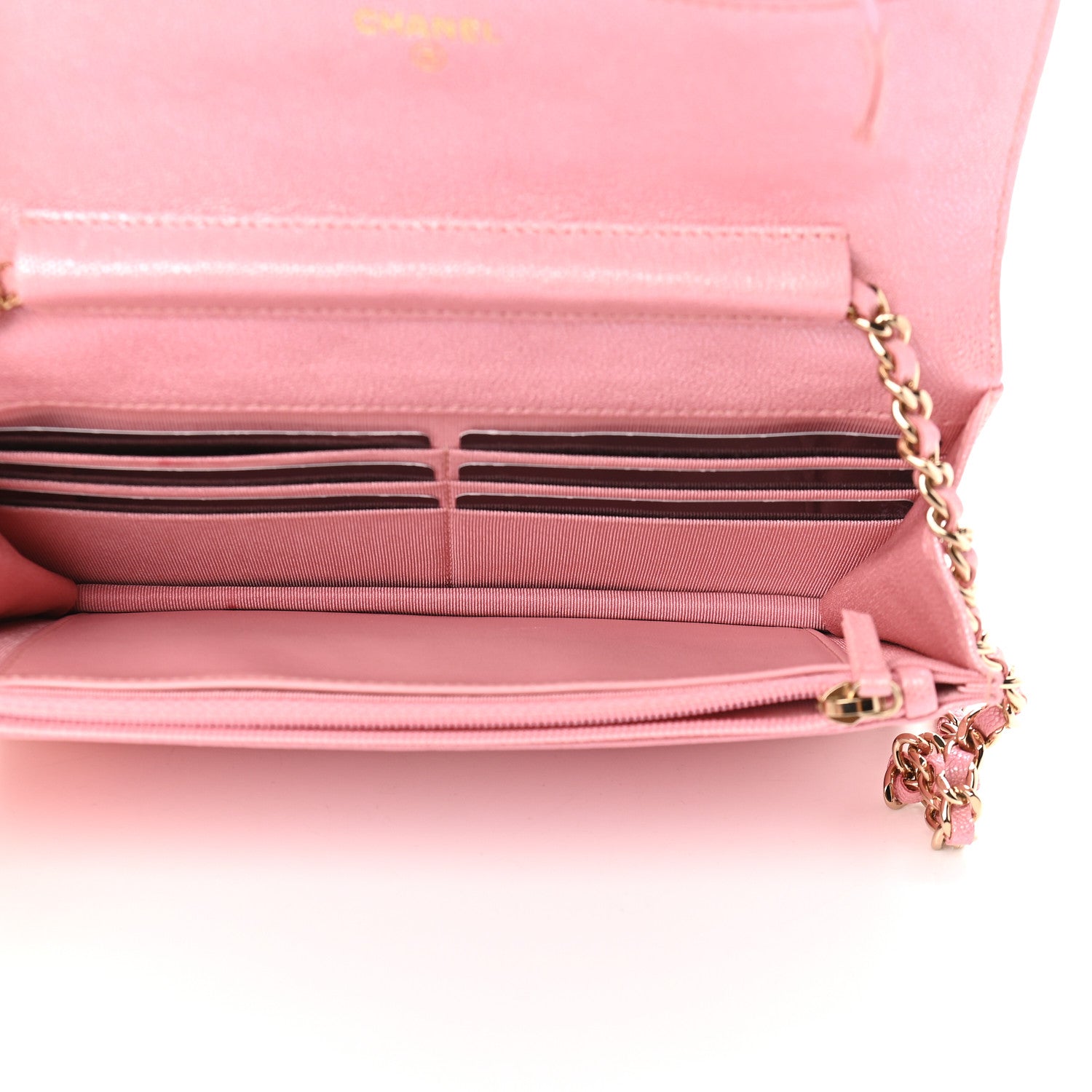 Chanel Iridescent Caviar Quilted Wallet on Chain WOC Rose Pink 5 of 11
