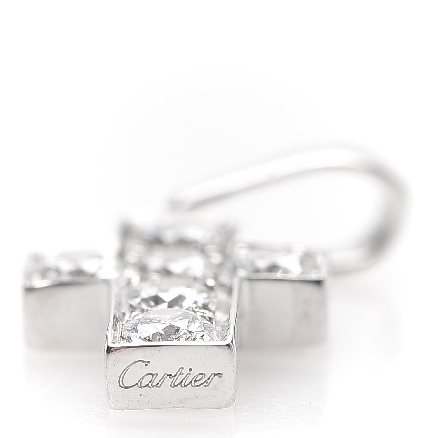 Cartier 18K White Gold Diamond .30ctw Cross Charm Pendant 4 of 6