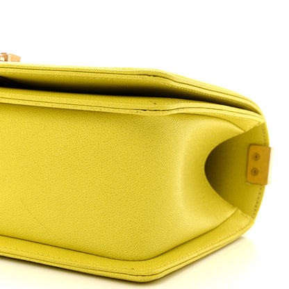 Chanel Caviar Chevron Quilted Medium Boy Flap Yellow 10 of 10