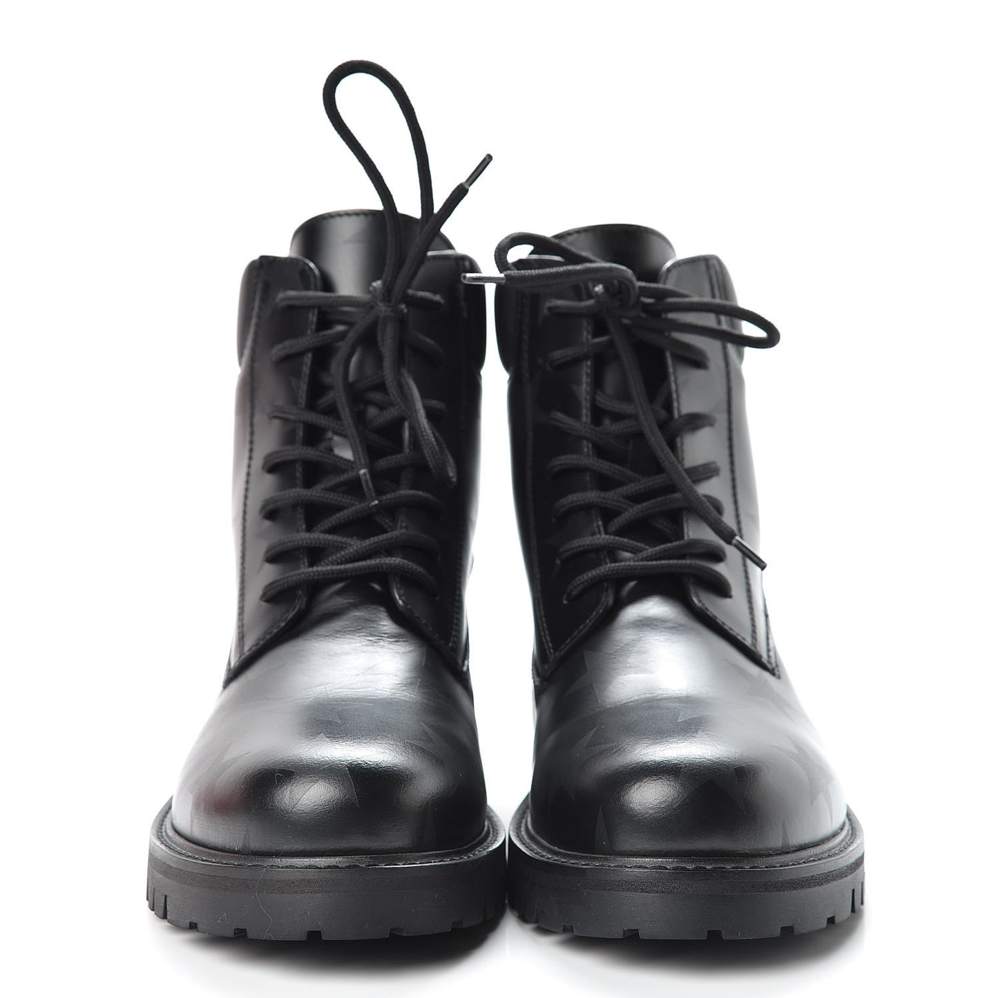 Calfskin Womens Donna Star Print Combat Boots 39.5 Black