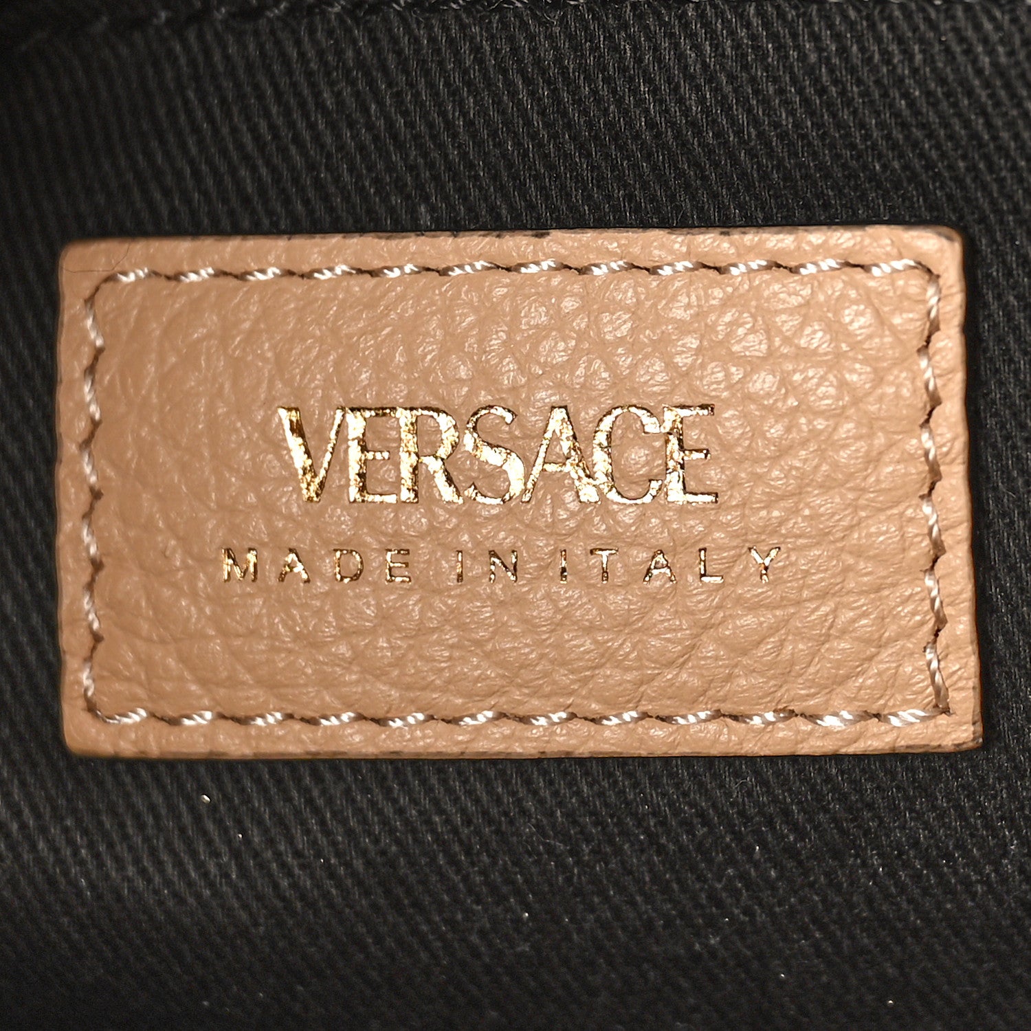 Versace Grained Calfskin Large Virtus Top Handle Shoulder Bag Beige 5 of 8