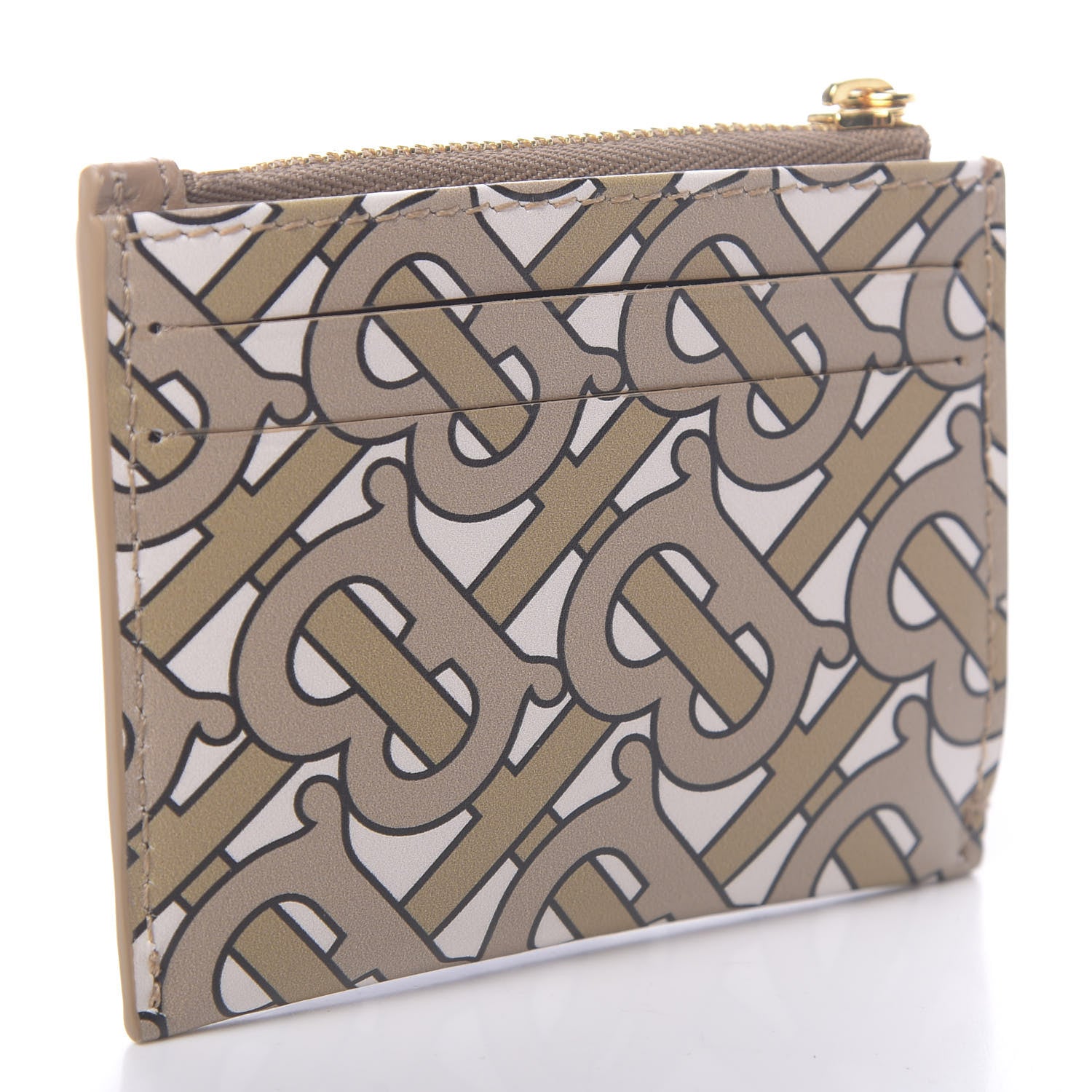 Burberry Calfskin Monogram Panola Coin Case Card Holder Beige 3 of 7