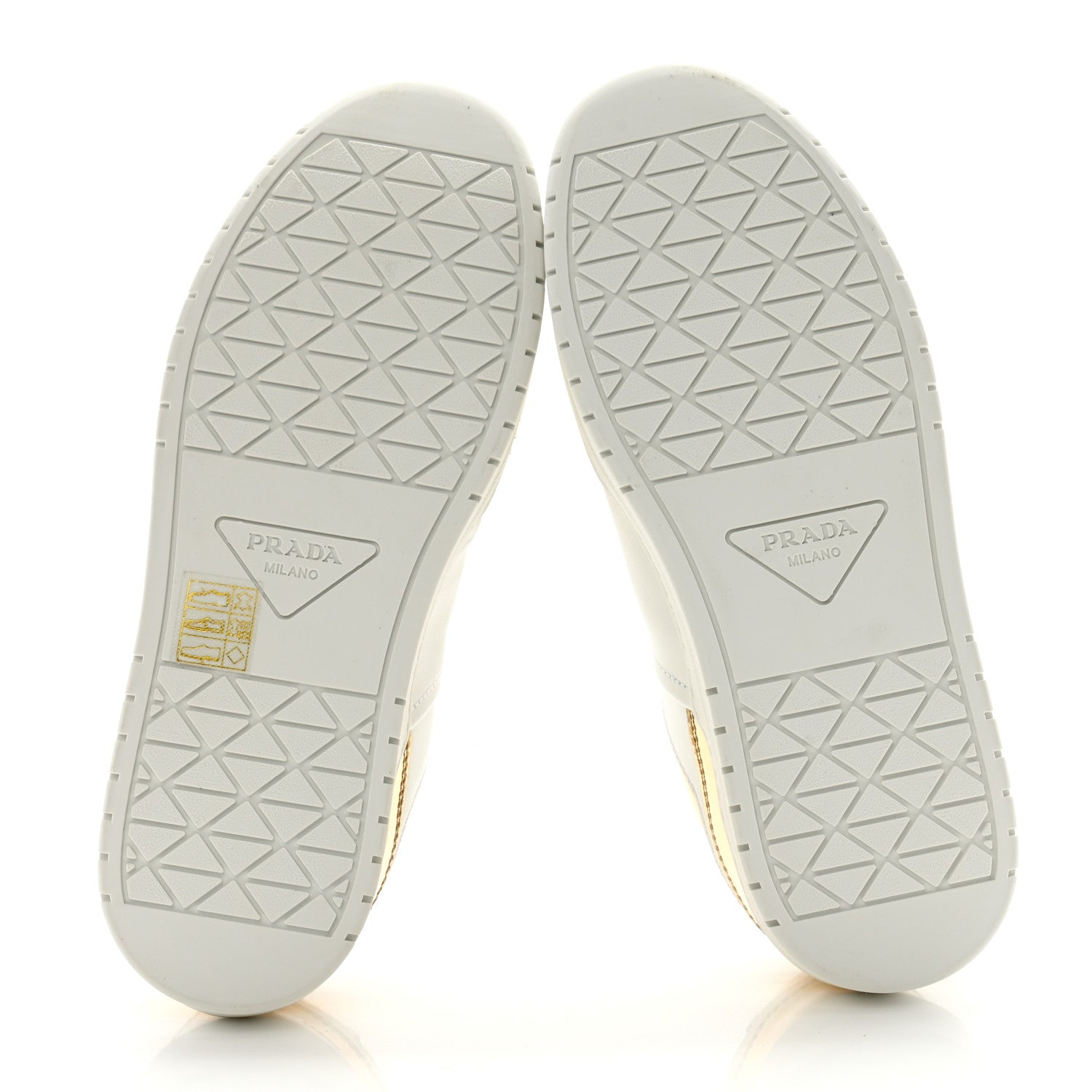 Prada Vitello Metallic Calfskin Metal Triangle Logo Womens Downtown Low Top 30mm Sneakers 35.5 White Platino 5 of 11
