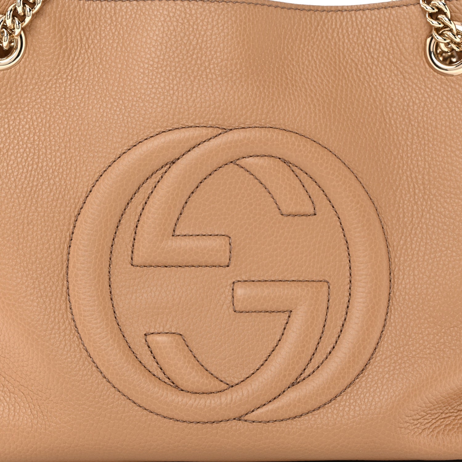 Gucci Pebbled Calfskin Medium Soho Chain Shoulder Bag Camelia 8 of 11