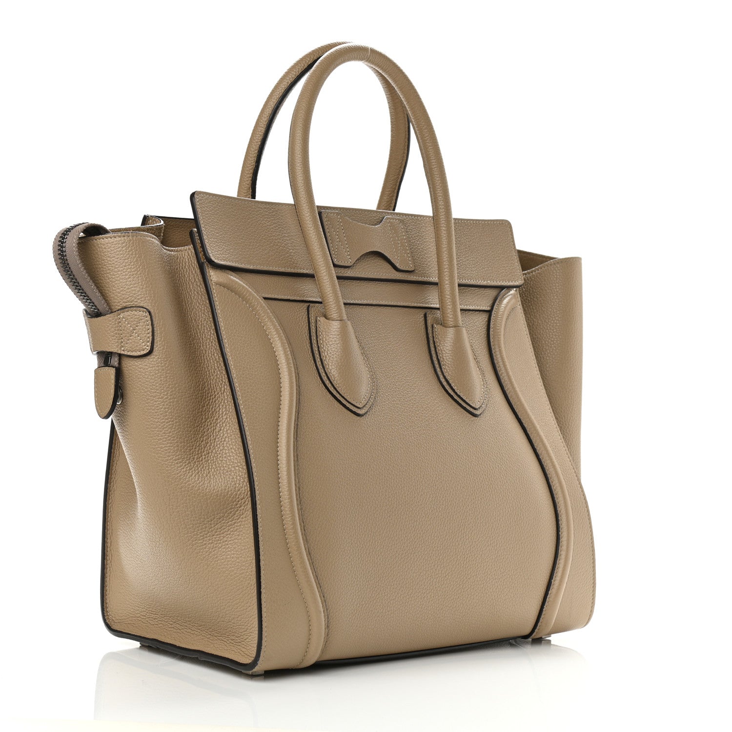 Celine Drummed Calfskin Mini Luggage Taupe 3 of 13