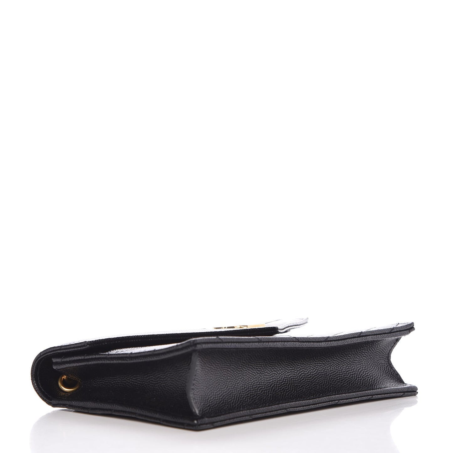 Grain De Poudre Matelasse Chevron Monogram Envelope Chain Wallet Black