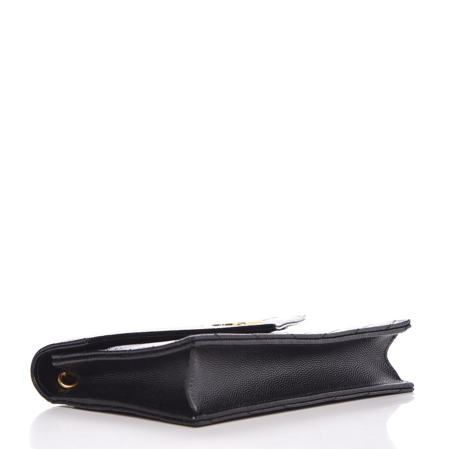 Saint Laurent Grain De Poudre Matelasse Chevron Monogram Envelope Chain Wallet Black 4 of 6