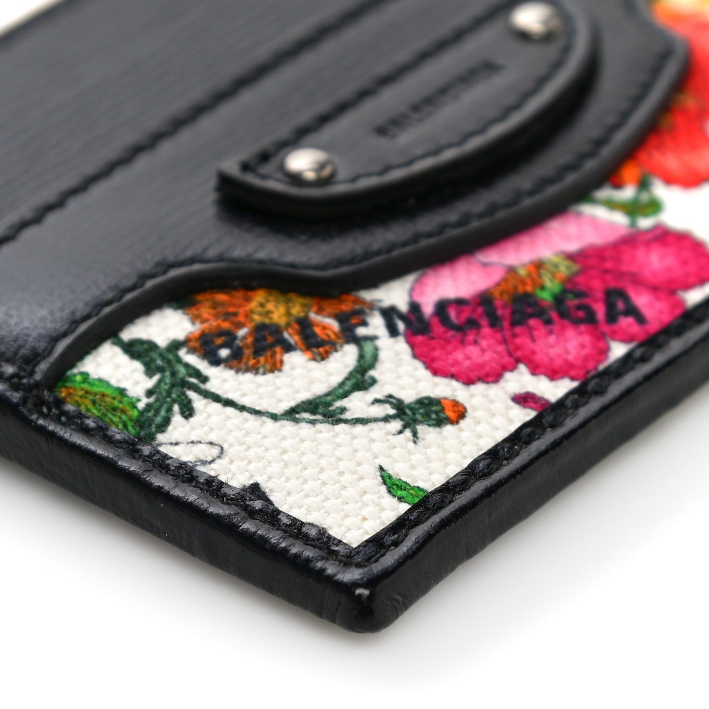 X GUCCI Canvas Azalea Calfskin Flora Logo Print Neo Classic Card Holder White Multicolor Black