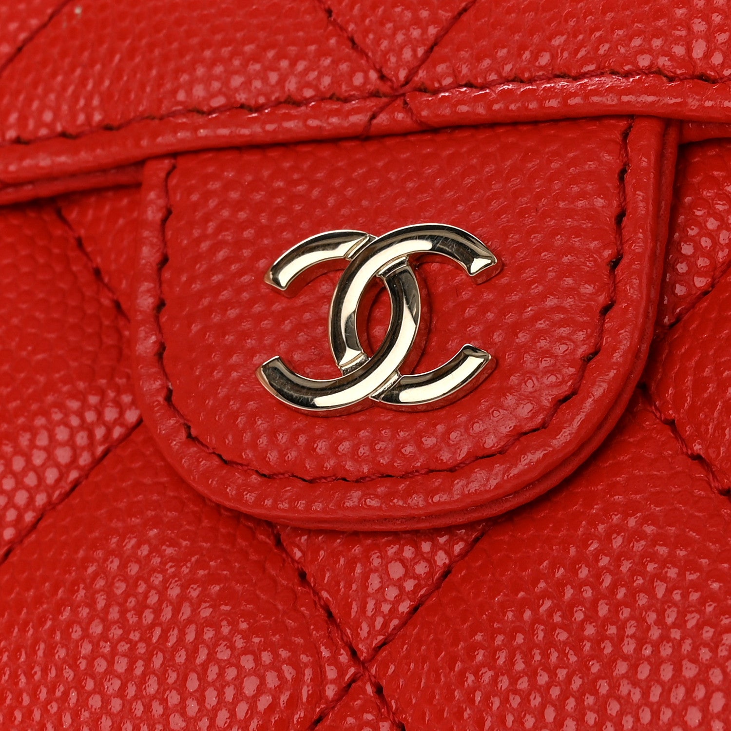 Chanel Caviar Quilted Compact Flap Wallet Red 9 of 12