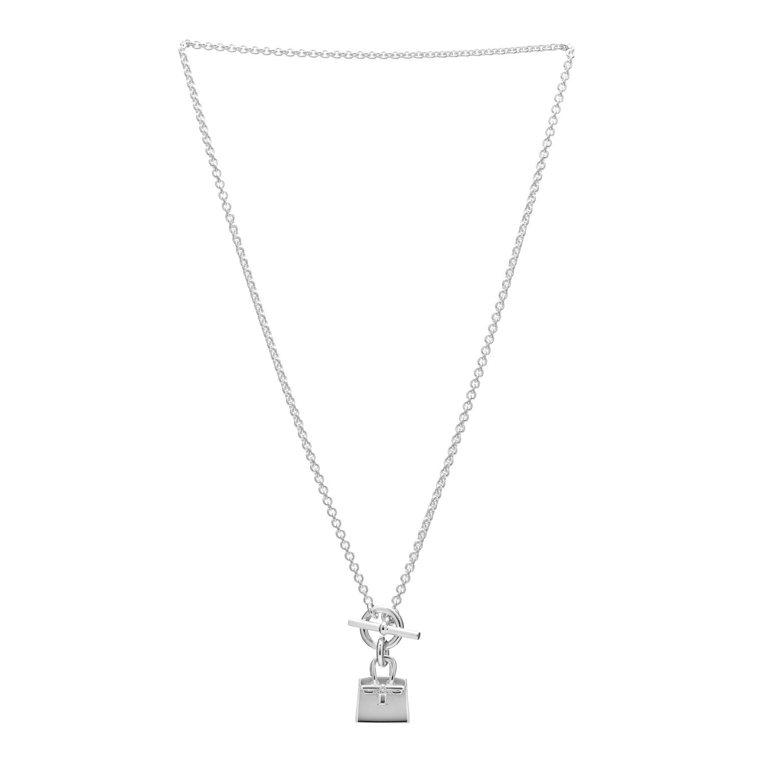 Hermes Sterling Silver Birkin Amulette Pendant Necklace 3 of 6