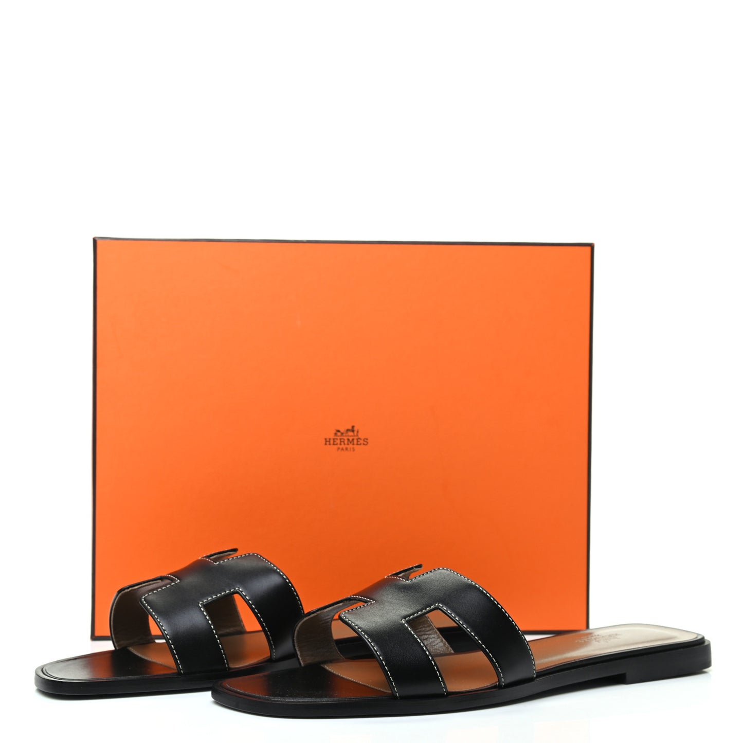 Box Calfskin Oran Sandals 41 Black