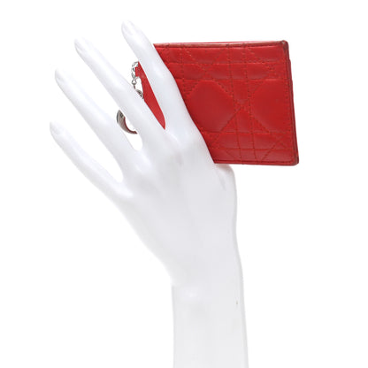 Christian Dior Lambskin Cannage Lady Dior Card Holder Red 2 of 8