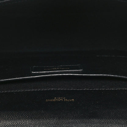 Saint Laurent Grain De Poudre Textured Mixed Matelasse Triquilt Medium Monogram Satchel Black 5 of 13