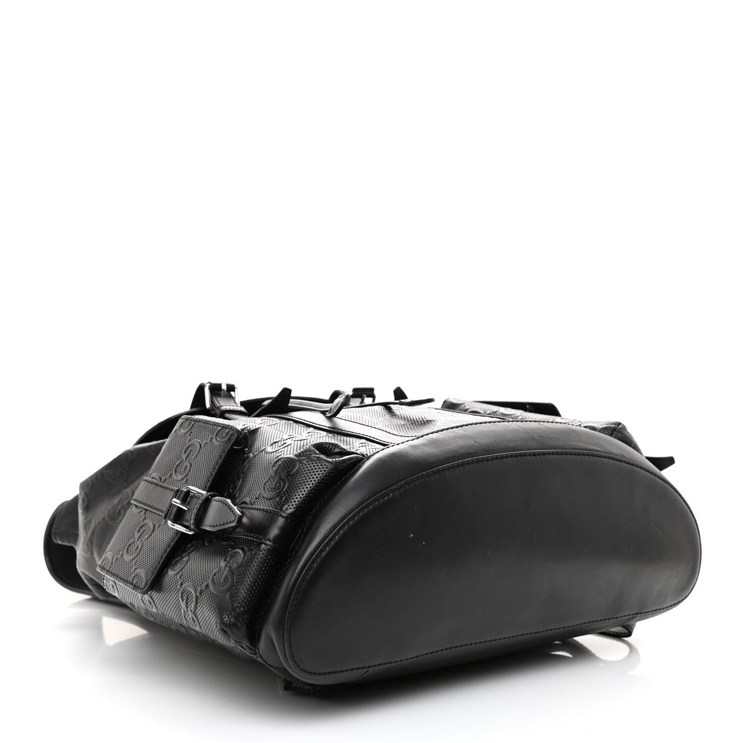 Gucci Calfskin GG Tennis Embossed Double Buckle Backpack Black 4 of 8