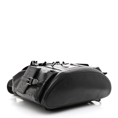 Gucci Calfskin GG Tennis Embossed Double Buckle Backpack Black 4 of 8