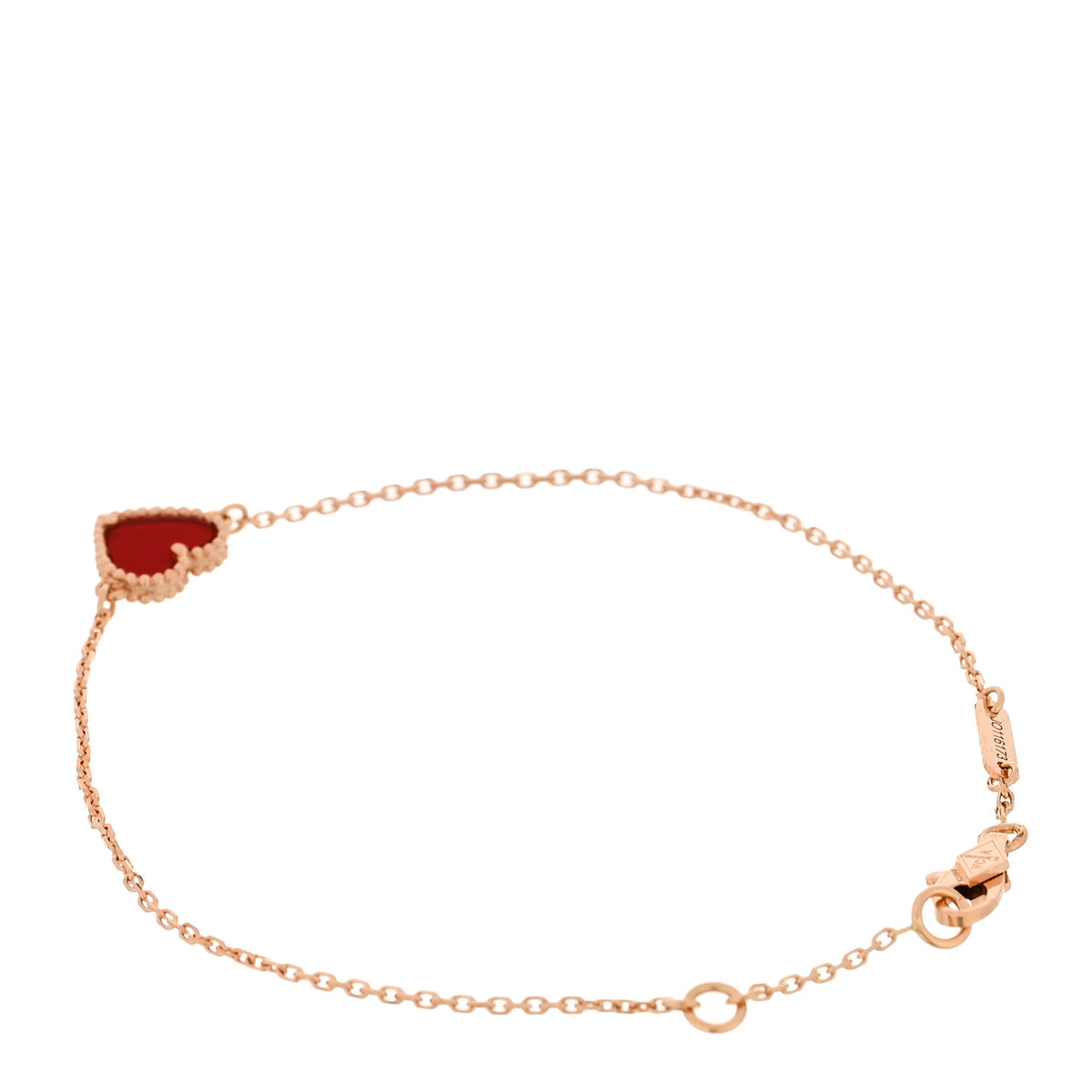 18K Rose Gold Carnelian Sweet Alhambra Heart Bracelet