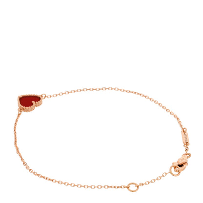 Van Cleef & Arpels 18K Rose Gold Carnelian Sweet Alhambra Heart Bracelet 2 of 6