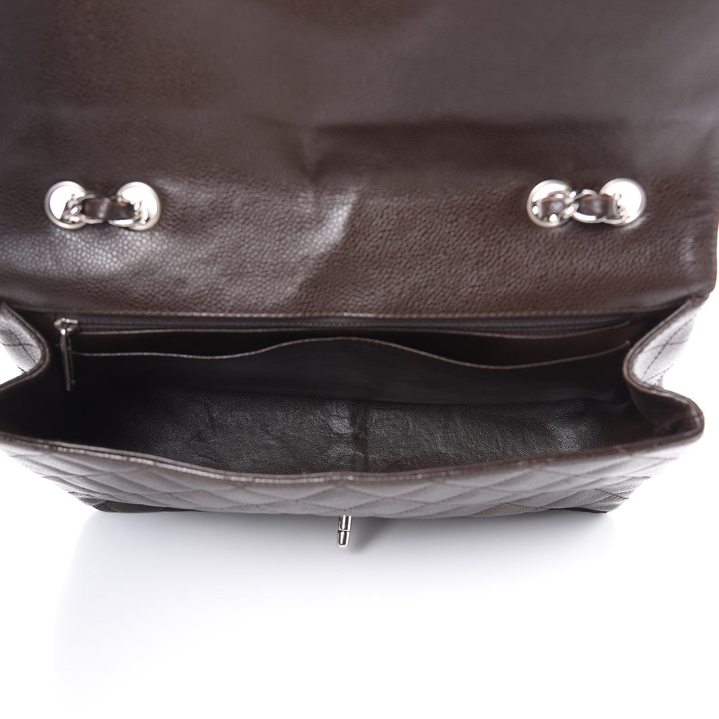 Caviar Quilted Jumbo Single Flap Dark Brown