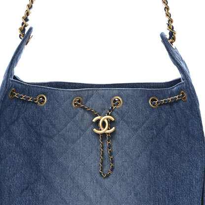 Chanel Washed Denim Quilted Medium Chanel 25 Handbag Blue 9 of 11