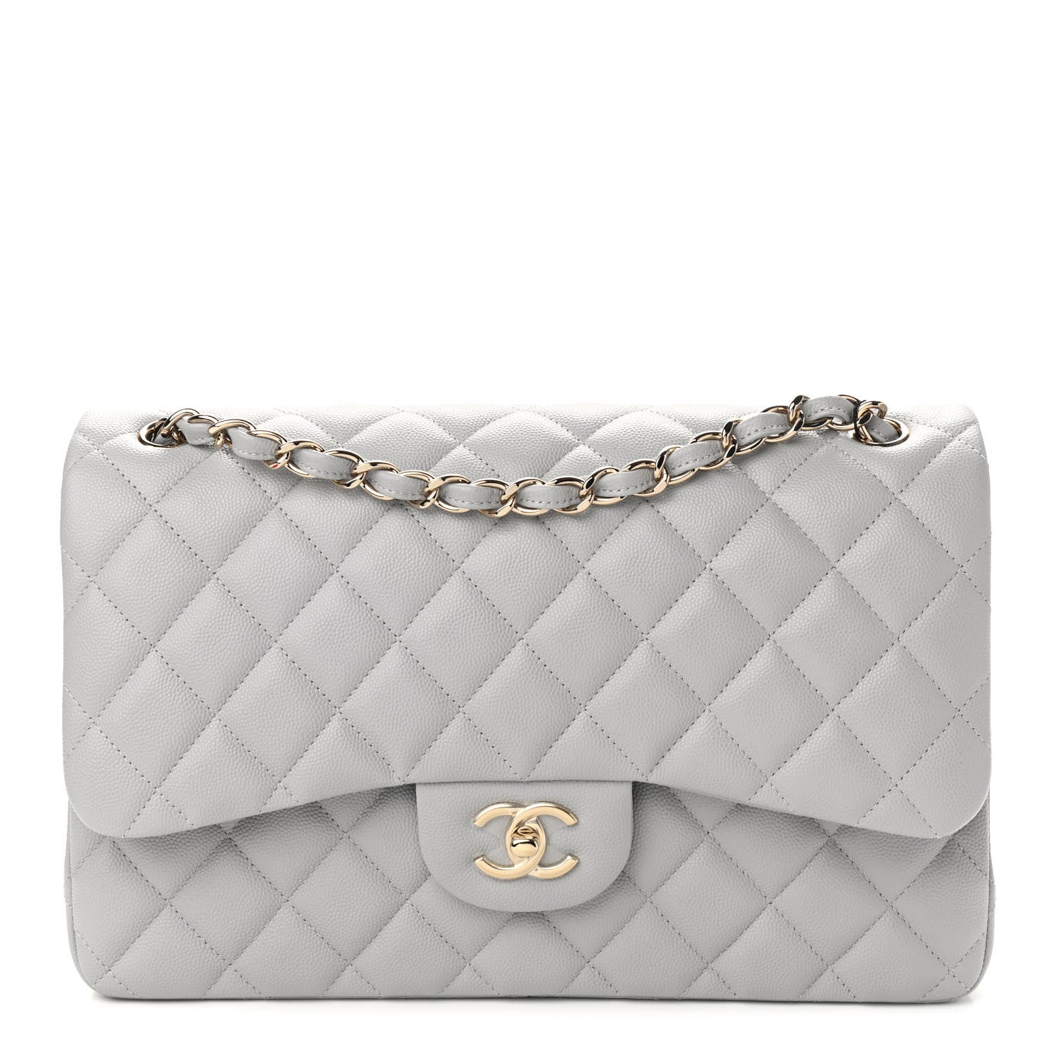 Chanel Caviar Quilted Jumbo Double Flap Grey 1 of 9