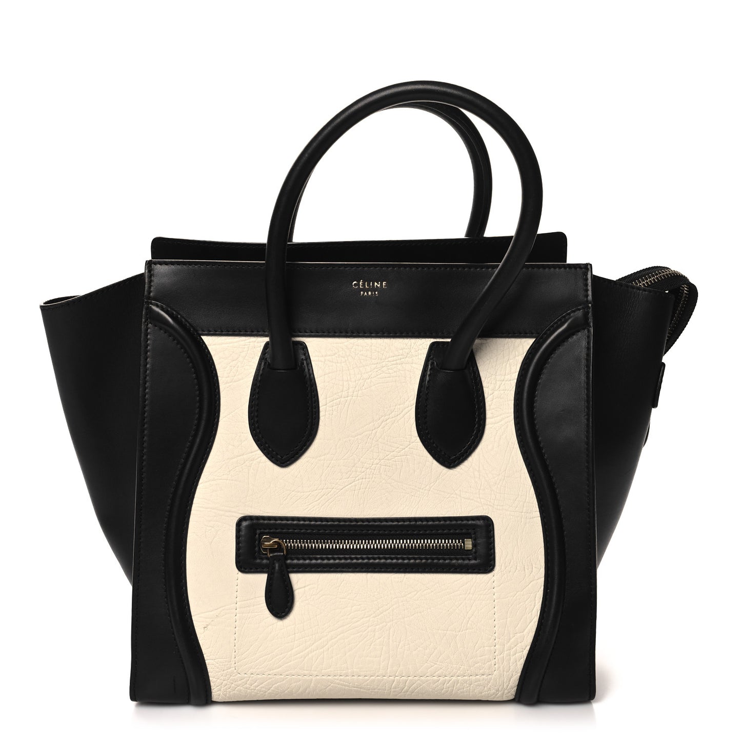 Elephant Calfskin Mini Bi-Color Luggage Black White