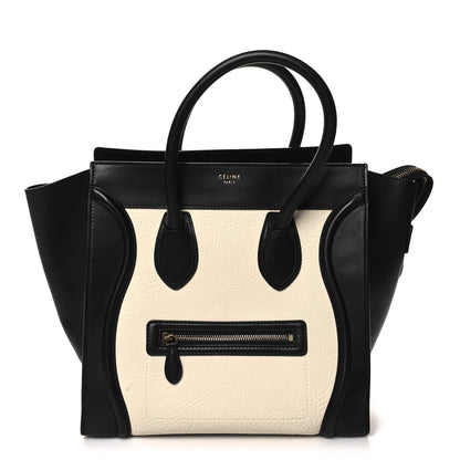 Celine Elephant Calfskin Mini Bi-Color Luggage Black White 1 of 12