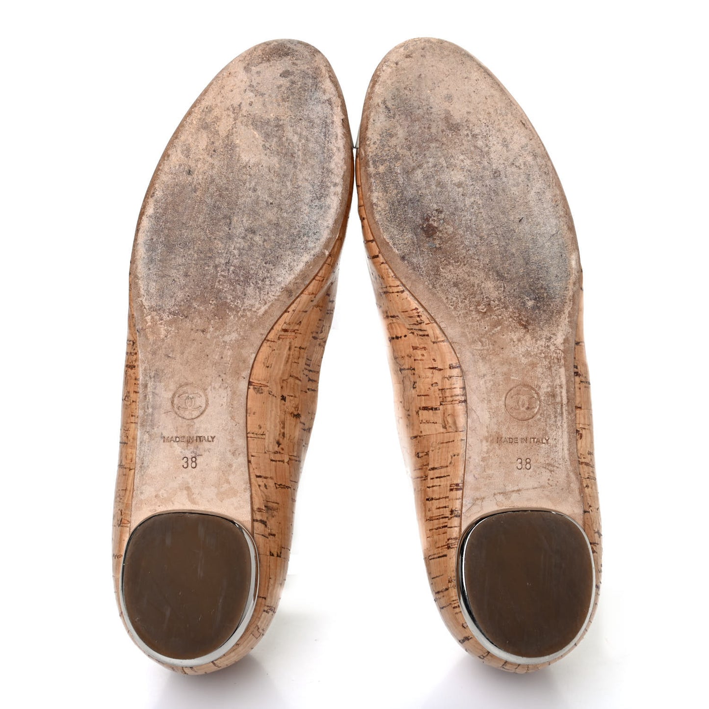 Cork Patent CC Cap Toe Ballerina Flats 38 Beige