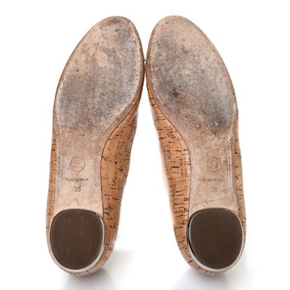 Chanel Cork Patent CC Cap Toe Ballerina Flats 38 Beige 4 of 4