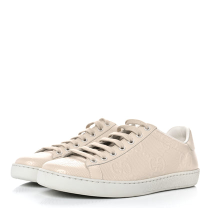Gucci Calfskin GG Tennis Embossed Womens Ace Sneakers 38 Mystic White 3 of 8