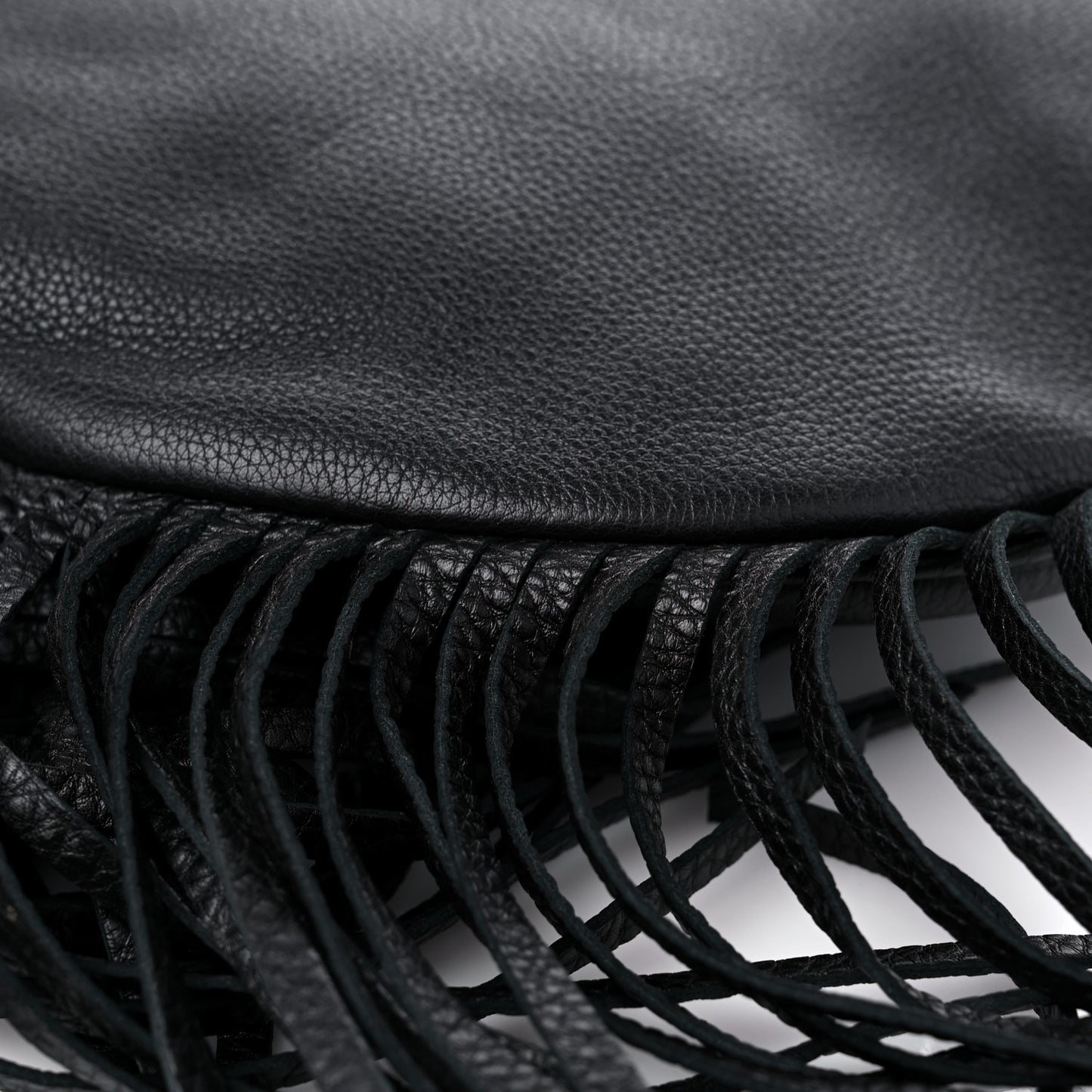 Calfskin Large New Jackie Nouveau Fringe Hobo Black